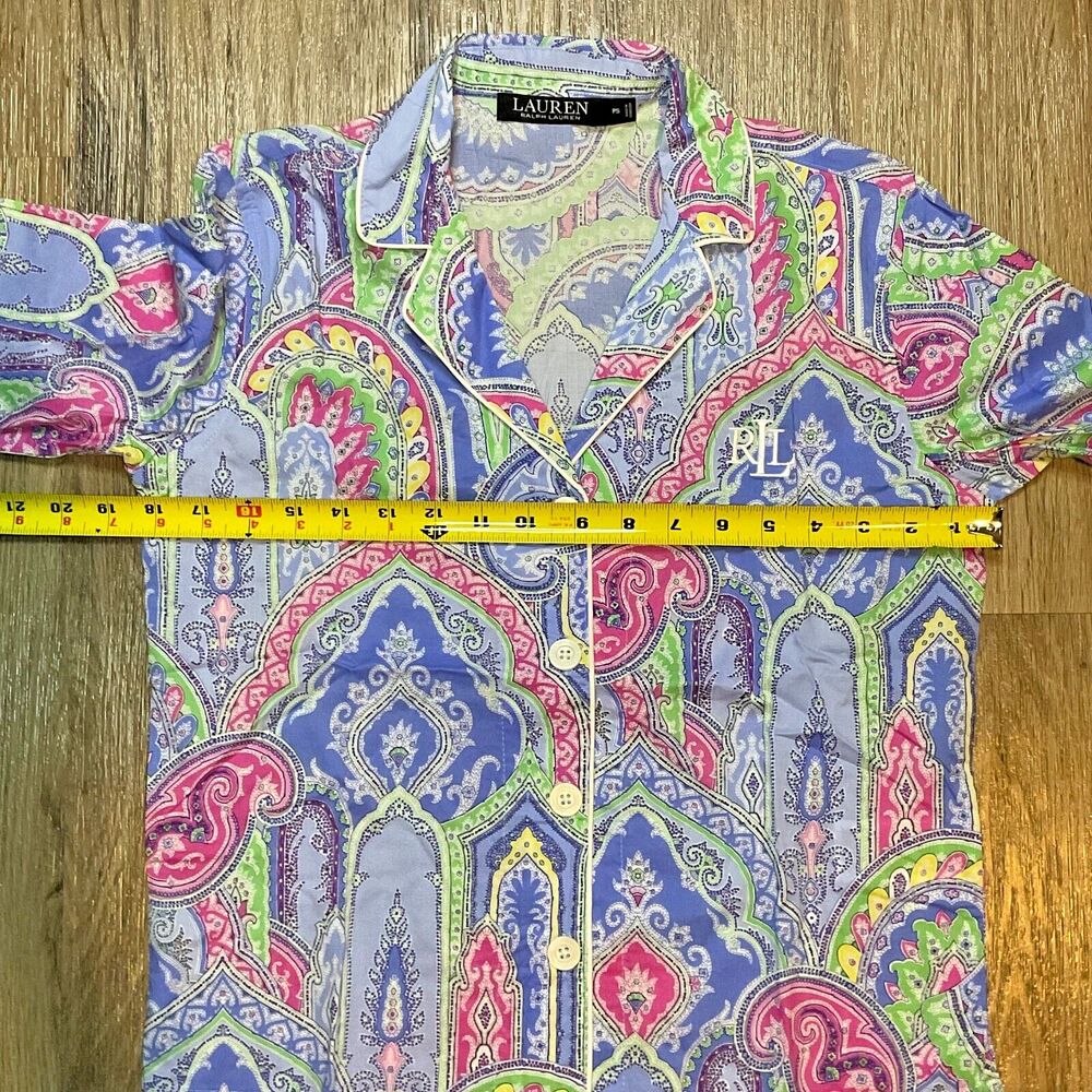 LAUREN RALPH LAUREN Black Label 2 Piece PJ Set Paisley Size PS Petite Small NEW - Picture 12 of 12